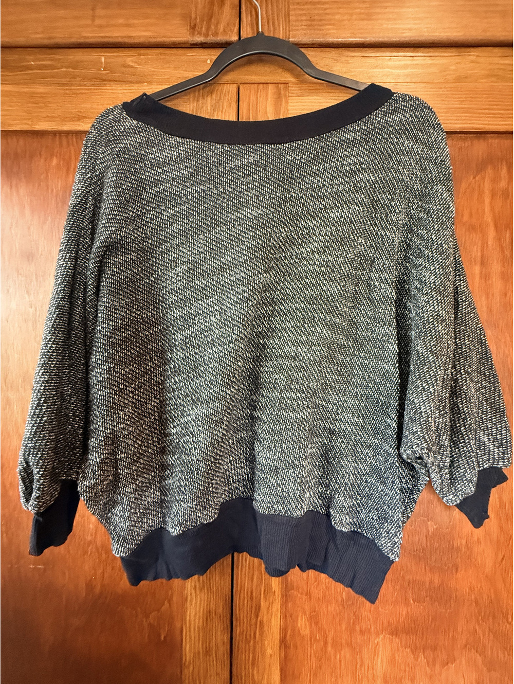 AMERICAN APPAREL Black and White Heathered Knit Sweater Sweatshirt - Picture 4 of 10